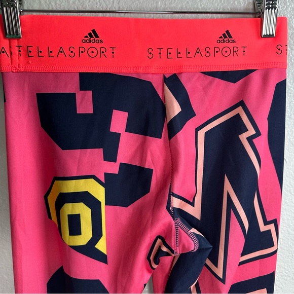 Adidas X Stella McCartney Climalite Logo Leggings in Pink Size Extra Small XS - Picture 9 of 11